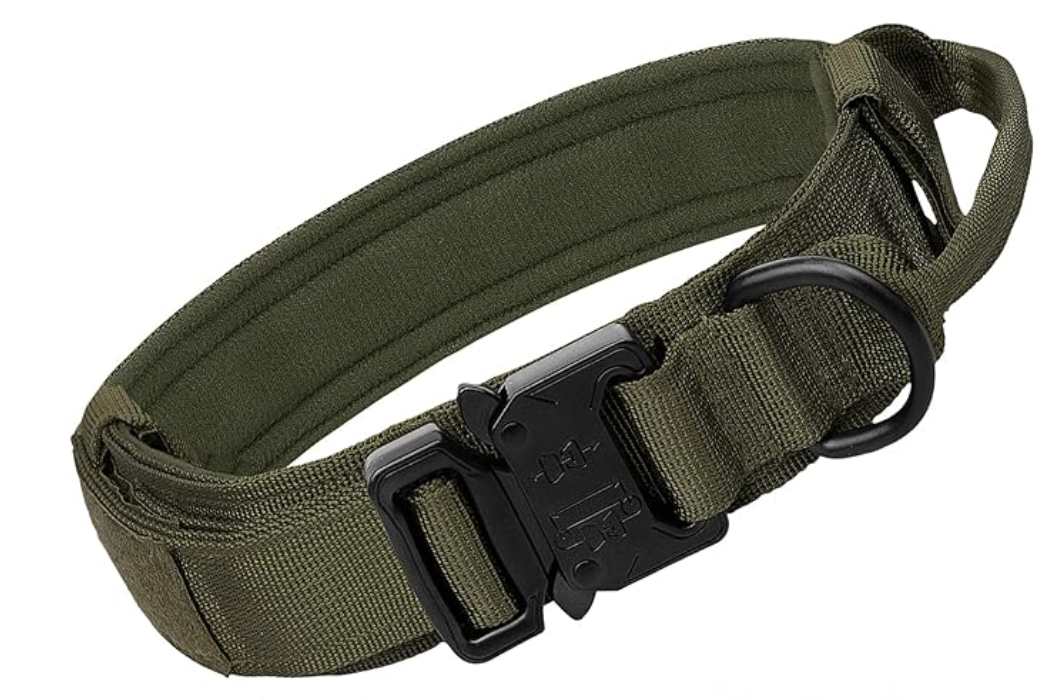 Collar Táctico para Perro con Asa y Hebilla Metálica