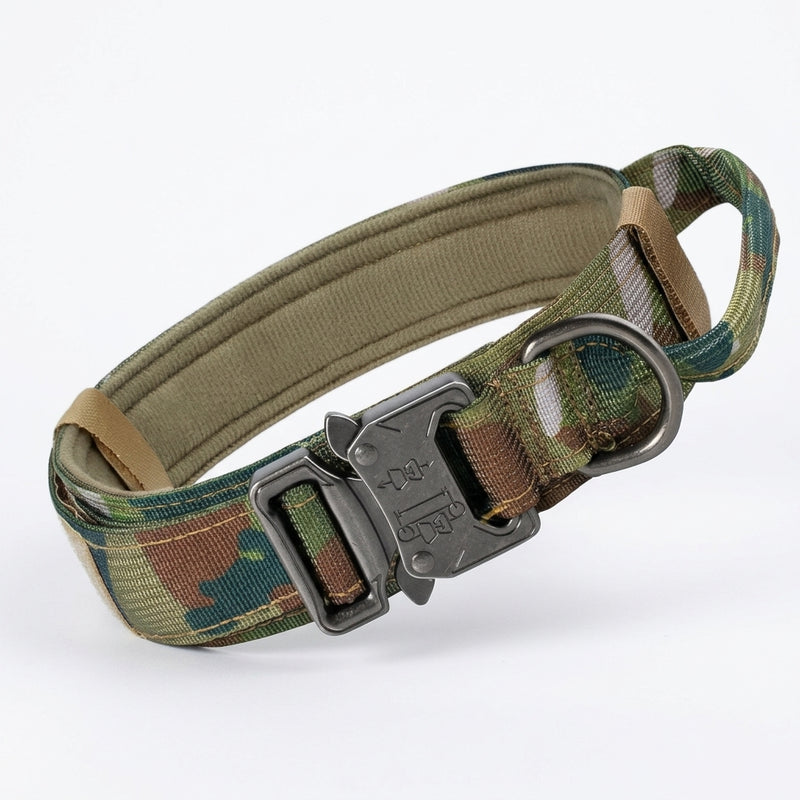Collar Táctico para Perro con Asa y Hebilla Metálica