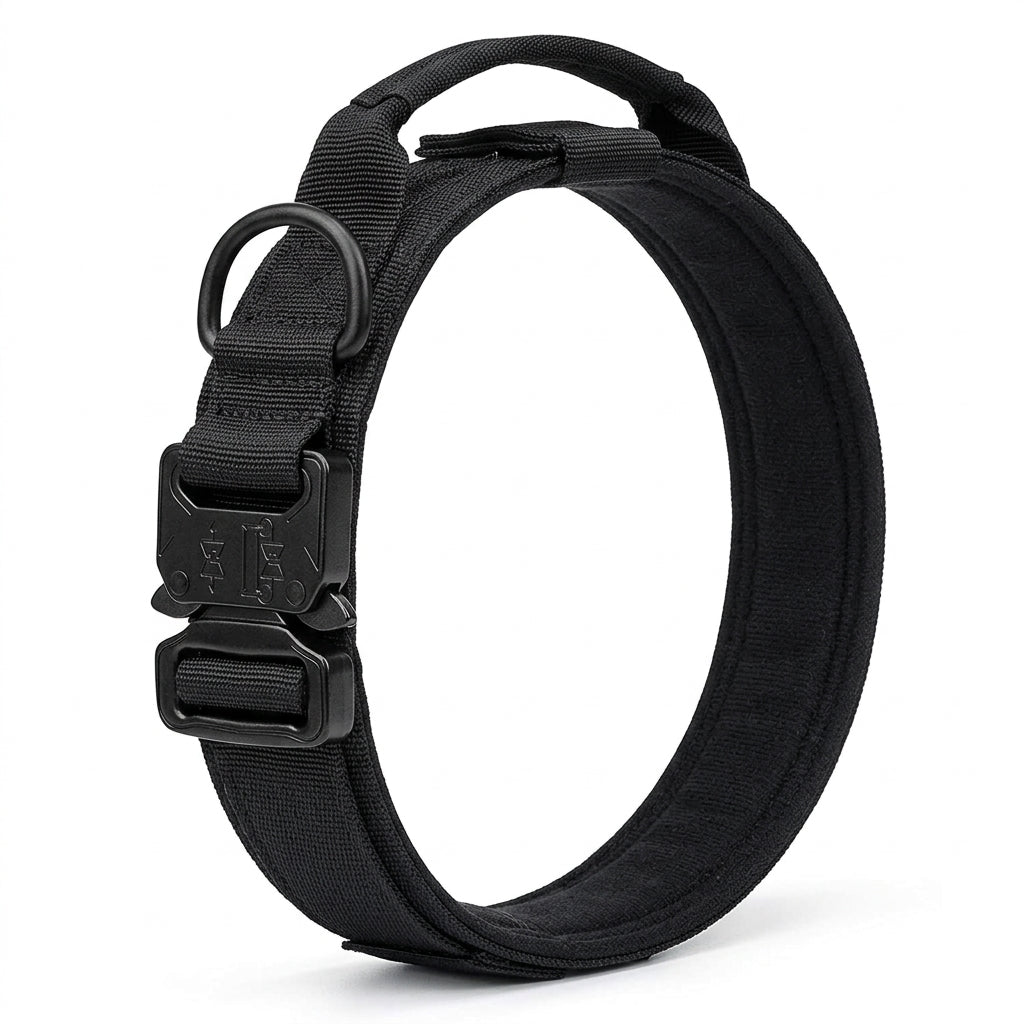 Collar Táctico para Perro con Asa y Hebilla Metálica