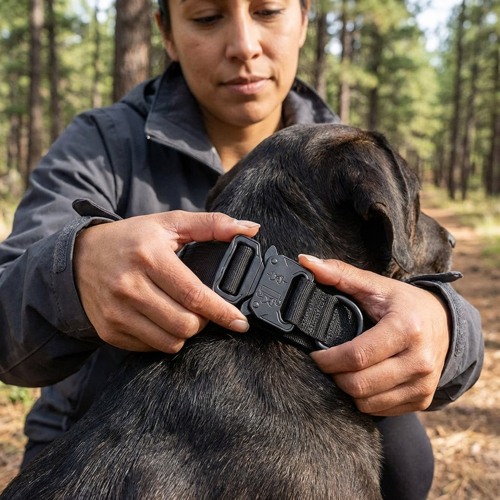 Collar Táctico para Perro con Asa y Hebilla Metálica